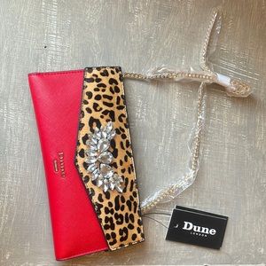NWT Dune Red and leopard clutch!
